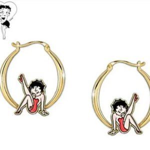 Gold Betty Boop Hoop Earrings Jewelry
